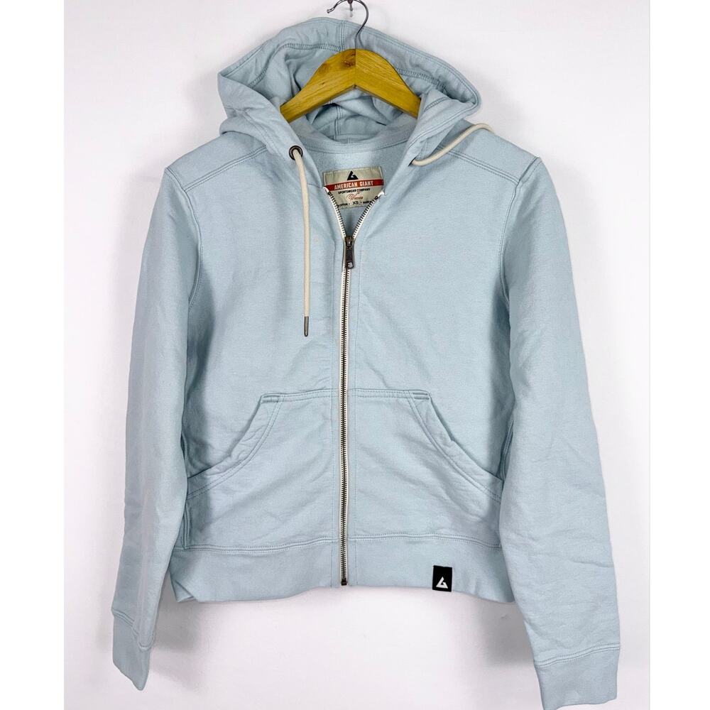 American Giant Classic Heavyweight Full Zip Hoodie Sweatshirt Women's XS Blue